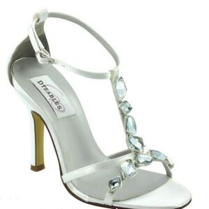 🔵 Vintage Dyeables Metallic Silver Glam Gems High Heels Size 7.5